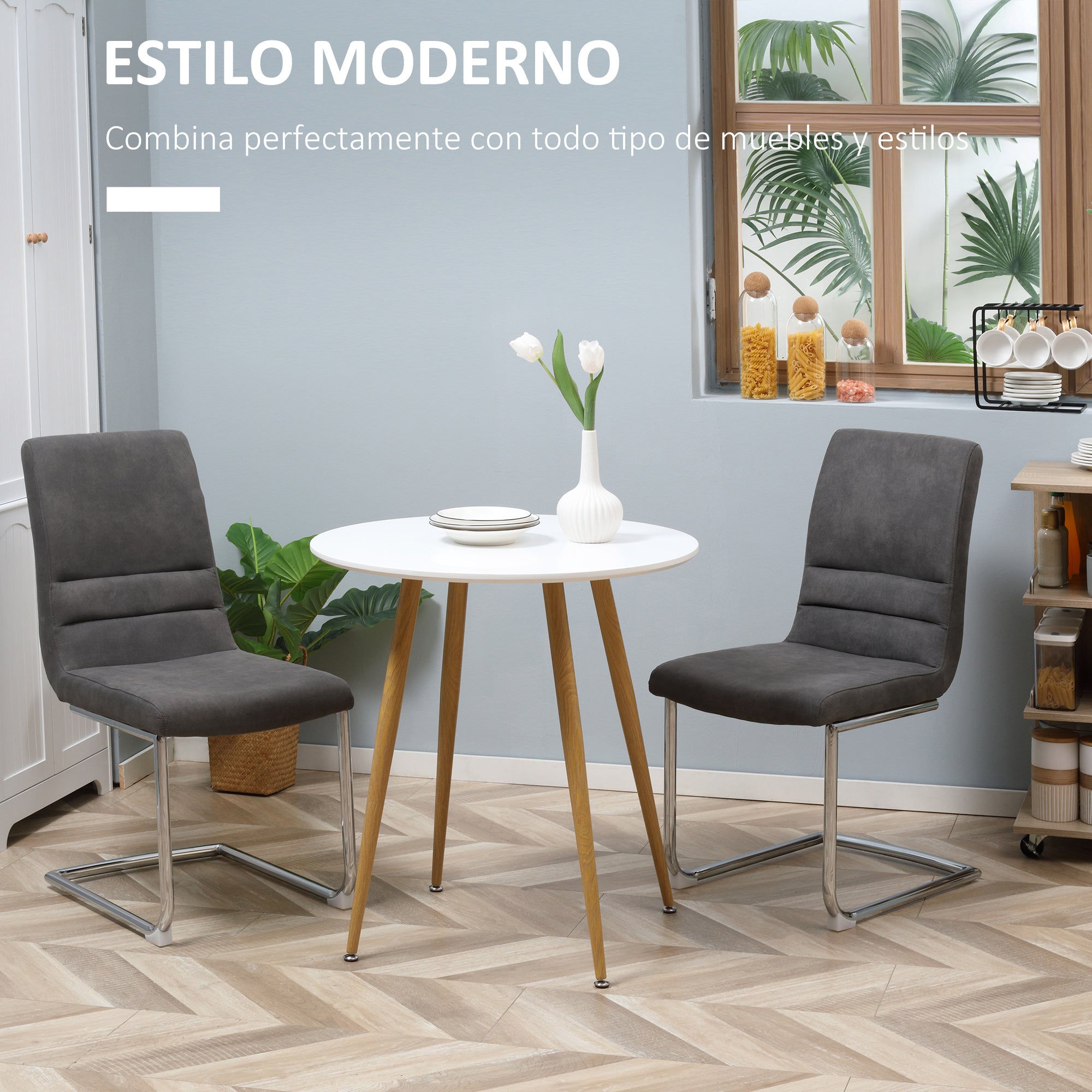 Round Dining Table for 2 People Nordic Style Kitchen Table with Matte Top and Metal Legs for Living Room Load 80 kg Ø72x75 cm White