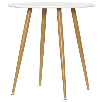 Round Dining Table for 2 People Nordic Style Kitchen Table with Matte Top and Metal Legs for Living Room Load 80 kg Ø72x75 cm White