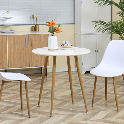 Round Dining Table for 2 People Nordic Style Kitchen Table with Matte Top and Metal Legs for Living Room Load 80 kg Ø72x75 cm White