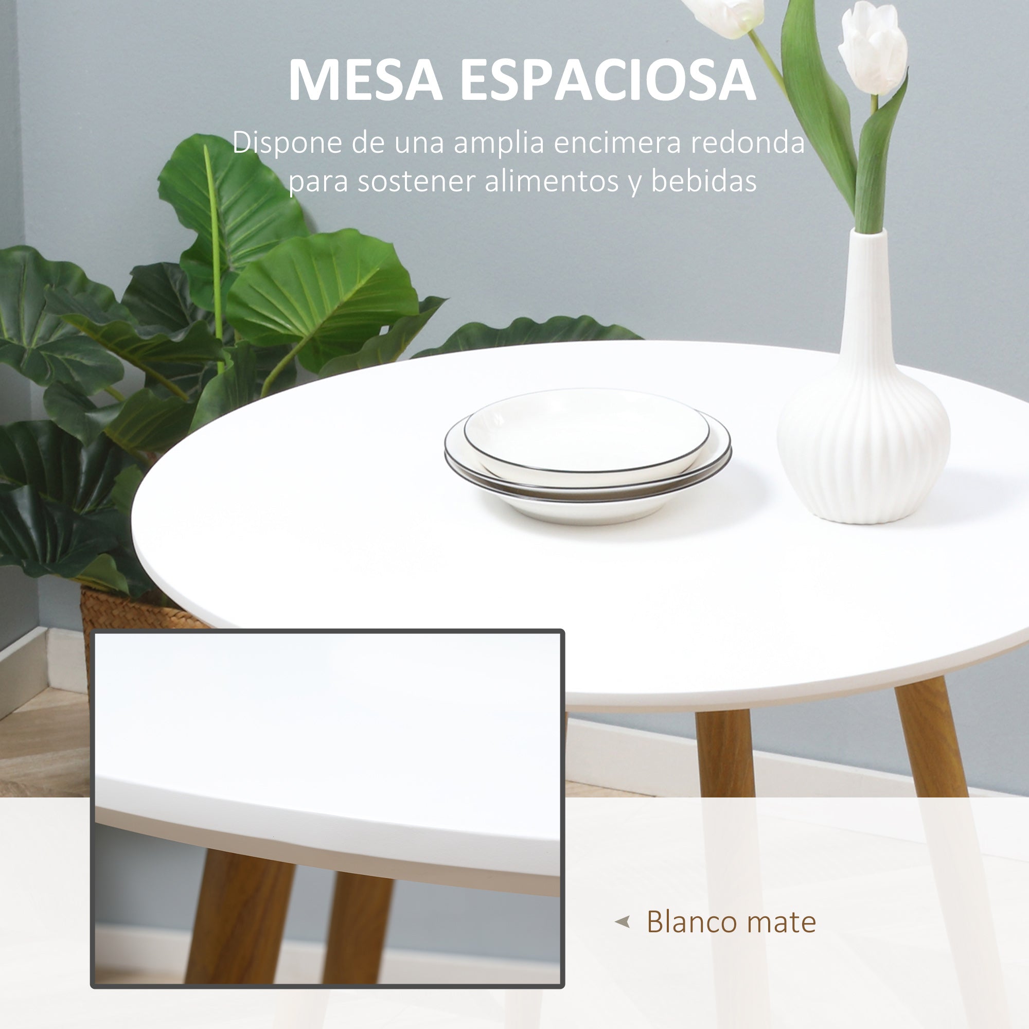 Round Dining Table for 2 People Nordic Style Kitchen Table with Matte Top and Metal Legs for Living Room Load 80 kg Ø72x75 cm White