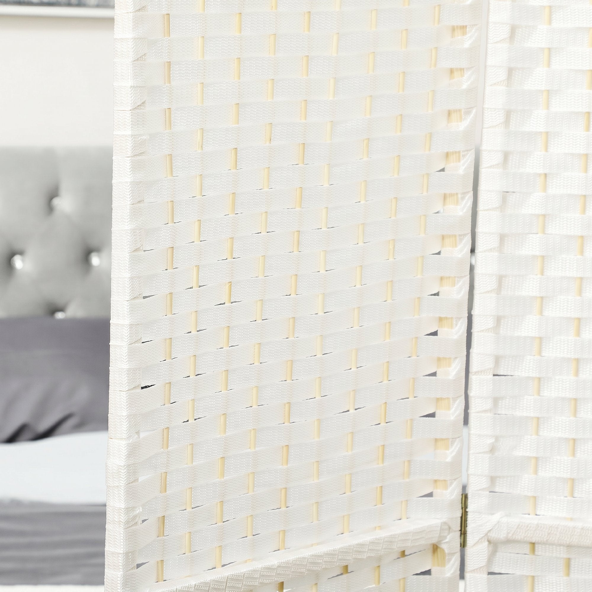 8-Panel Room Divider 320 x 170 cm - Folding Pine Wood Privacy Screen for Bedroom & Living Room, White
