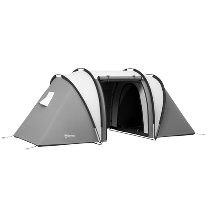 Camping Tent for 4-5 Persons, Lightly Water Repellent Family Tent with 2 Rooms, Side Door, Window, Tent with 3000mm Water Column, Tunnel Tent, Dome Tent for Camping, Travel, Garden