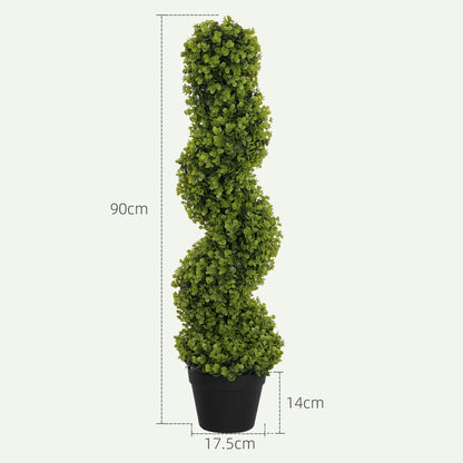 Artificial Spiral Eucalyptus Plant with Pot UV Resistant, Indoor and Outdoor Decoration, Height 90 cm, Green
