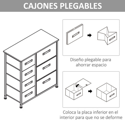 Dresser with 7 Non-Woven Fabric Drawers Storage Cabinet for Bedroom Living Room Hallway 63.5x30x71 cm Gray