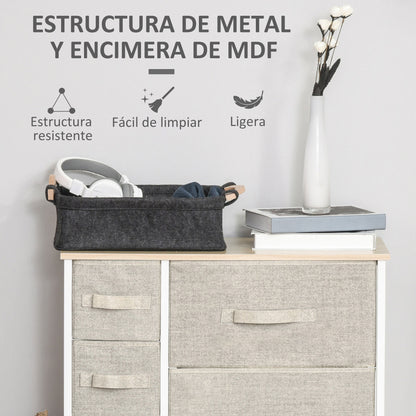 Dresser with 7 Non-Woven Fabric Drawers Storage Cabinet for Bedroom Living Room Hallway 63.5x30x71 cm Gray