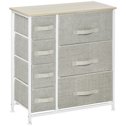 Dresser with 7 Non-Woven Fabric Drawers Storage Cabinet for Bedroom Living Room Hallway 63.5x30x71 cm Gray