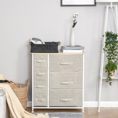 Dresser with 7 Non-Woven Fabric Drawers Storage Cabinet for Bedroom Living Room Hallway 63.5x30x71 cm Gray