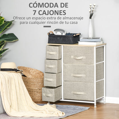 Dresser with 7 Non-Woven Fabric Drawers Storage Cabinet for Bedroom Living Room Hallway 63.5x30x71 cm Gray