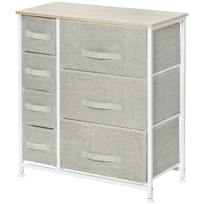 Dresser with 7 Non-Woven Fabric Drawers Storage Cabinet for Bedroom Living Room Hallway 63.5x30x71 cm Gray