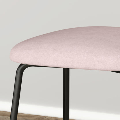 Pack of 2 Dining Chairs Kitchen Chairs with Synthetic Rattan Backrest and Steel Frame for Living Room 44x54x87 cm Pink and Black