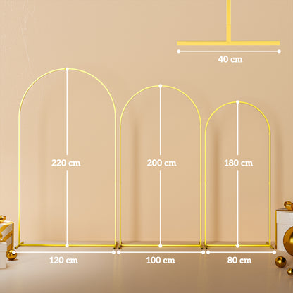 Set of 3 Golden Metal Wedding Arch Supports, 2.2m, 2m, 1.8m, Garden Arch, Wedding, Birthday Party, Baby Shower, Floral Balloon Arch