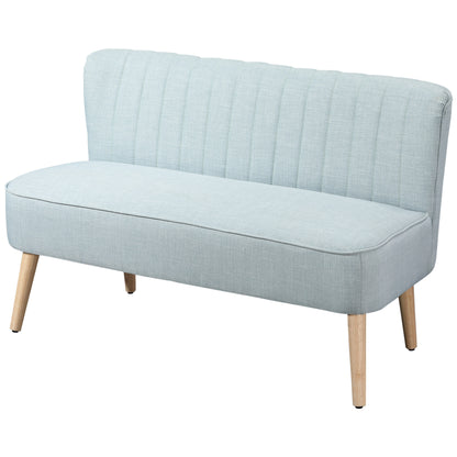 2-Seater Sofa Loveseat, Small Linen-Look Upholstered Couch for Living Room, Bedroom, Compact Spaces, Light Green (46.1" x 22.2" x 30.3")