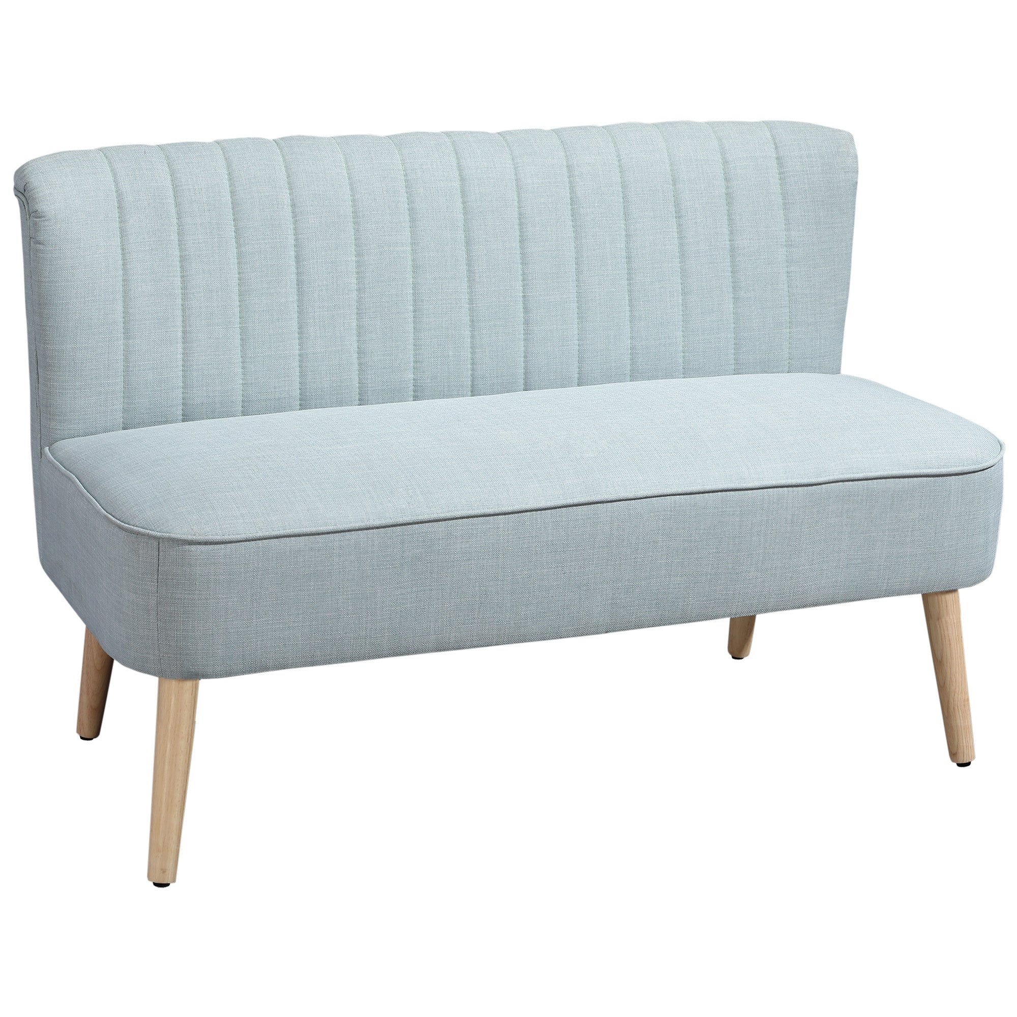 2-Seater Sofa Loveseat, Small Linen-Look Upholstered Couch for Living Room, Bedroom, Compact Spaces, Light Green (46.1" x 22.2" x 30.3")