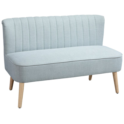 2-Seater Sofa Loveseat, Small Linen-Look Upholstered Couch for Living Room, Bedroom, Compact Spaces, Light Green (46.1" x 22.2" x 30.3")