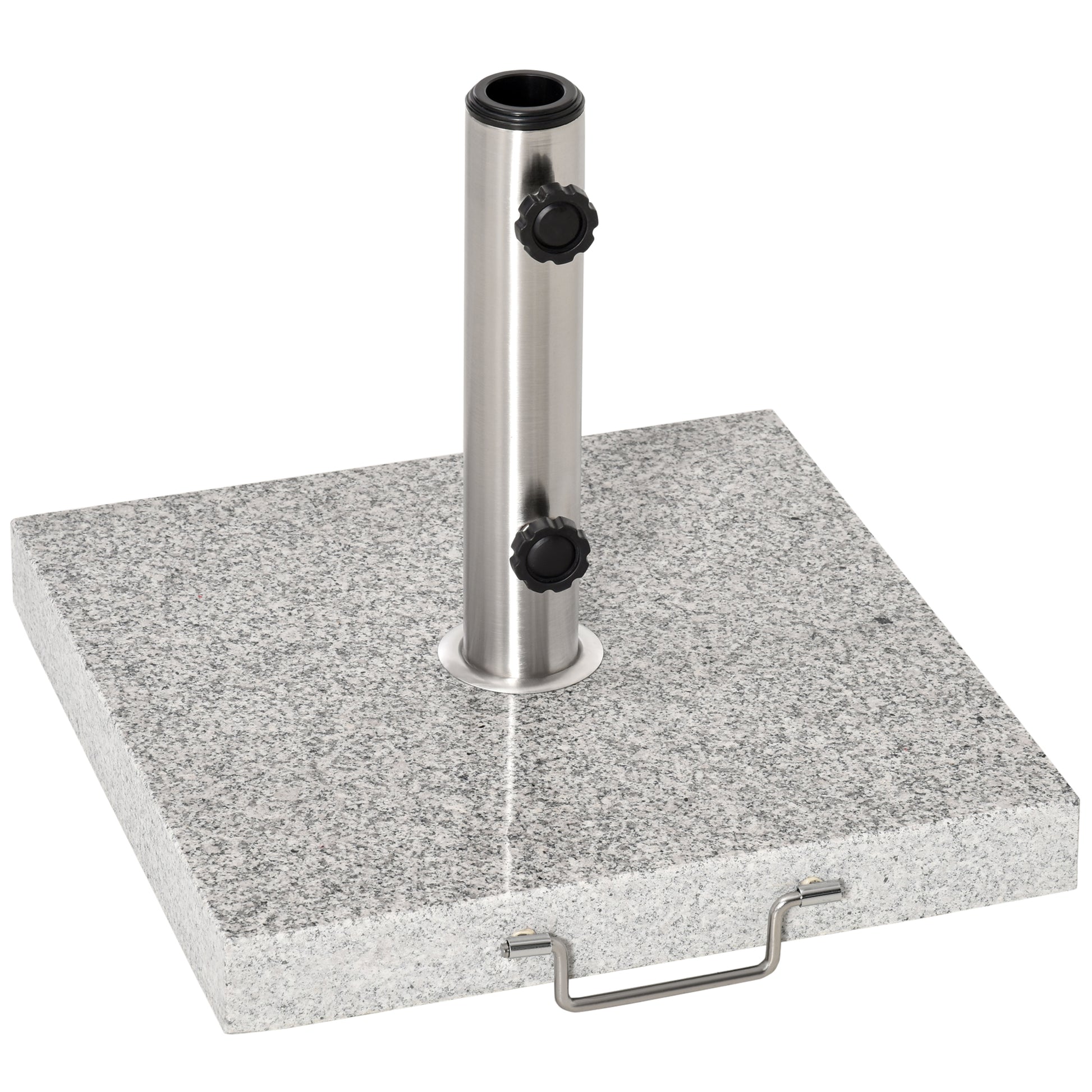 Stainless Steel Umbrella Stand with Handles, Half-Round Umbrella Holder, Umbrella Weight for Umbrella Ø3.8-Ø4.8 cm, for Balcony, Terrace, Garden, Gray
