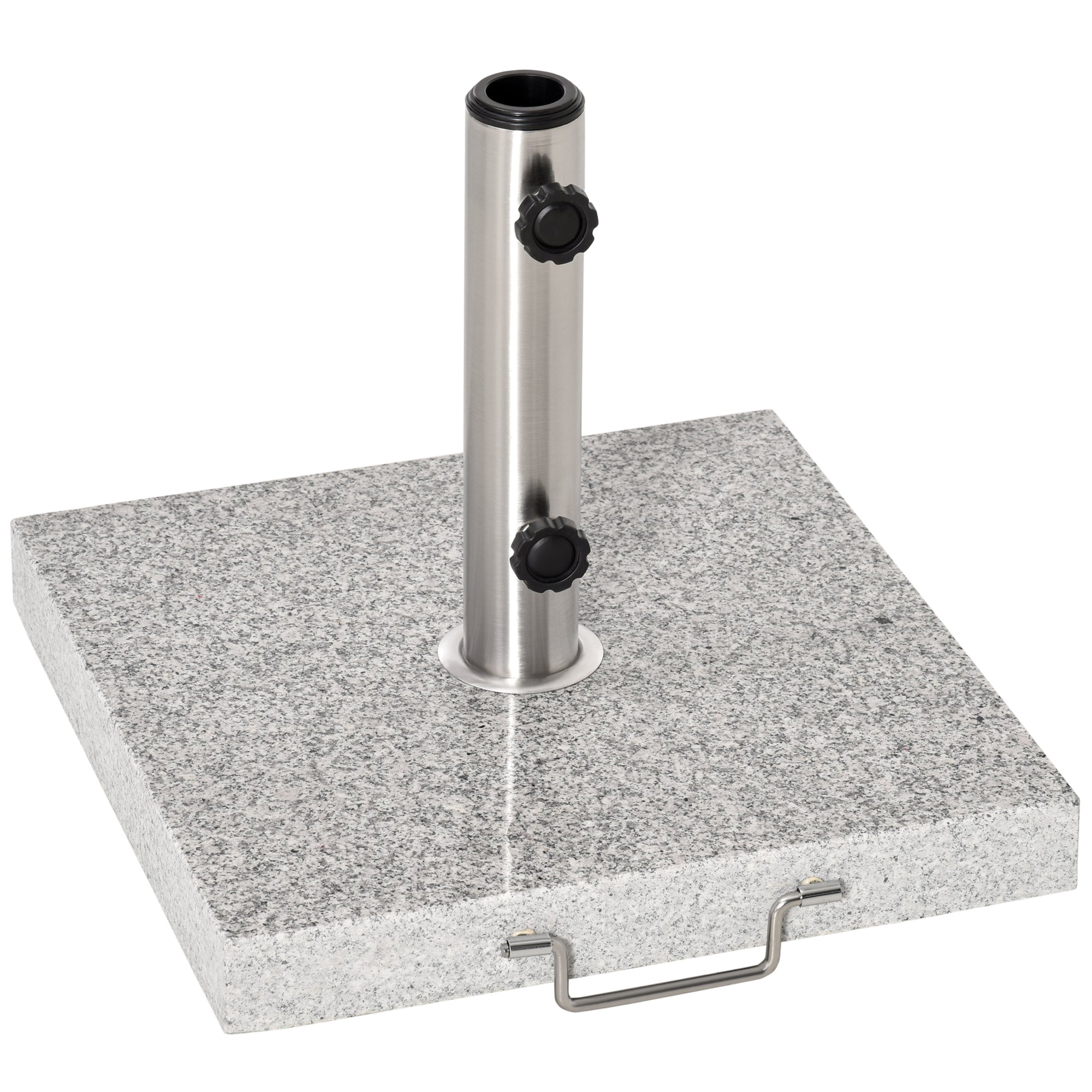 Stainless Steel Umbrella Stand with Handles, Half-Round Umbrella Holder, Umbrella Weight for Umbrella Ø3.8-Ø4.8 cm, for Balcony, Terrace, Garden, Gray