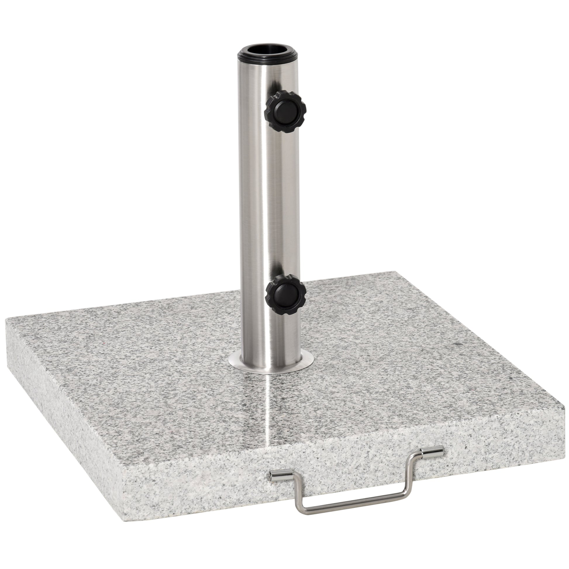 Stainless Steel Umbrella Stand with Handles, Half-Round Umbrella Holder, Umbrella Weight for Umbrella Ø3.8-Ø4.8 cm, for Balcony, Terrace, Garden, Gray