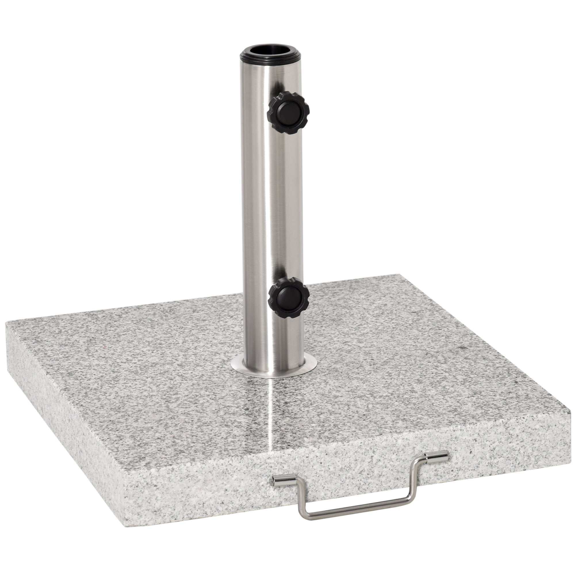 Stainless Steel Umbrella Stand with Handles, Half-Round Umbrella Holder, Umbrella Weight for Umbrella Ø3.8-Ø4.8 cm, for Balcony, Terrace, Garden, Gray