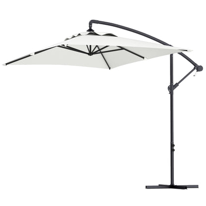 Offset Umbrella 3 x 2 m Rectangular Outdoor Parasol with Crank and 6 Steel Ribs UV Protection Cream