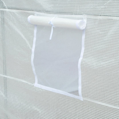 Outdoor Greenhouse 3.5x2x2 m Tunnel Greenhouse with 6 Roll-Up Mesh Windows and Zippered Door UV-Resistant Greenhouse for Patio Garden White