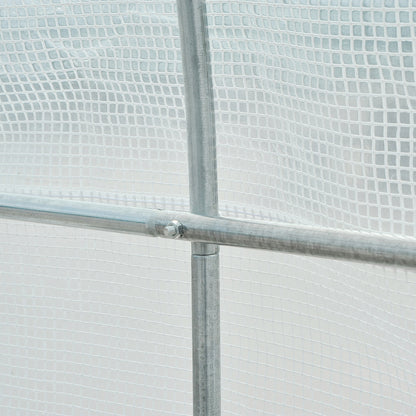 Outdoor Greenhouse 3.5x2x2 m Tunnel Greenhouse with 6 Roll-Up Mesh Windows and Zippered Door UV-Resistant Greenhouse for Patio Garden White