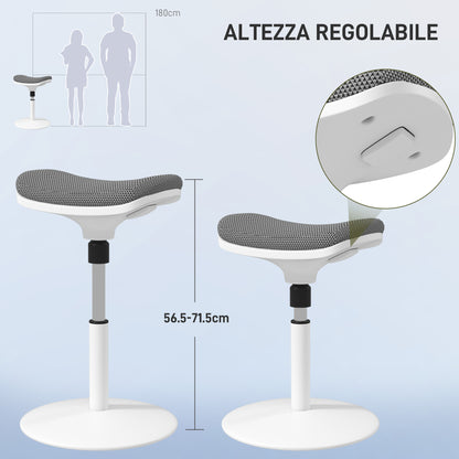 Adjustable Height Ergonomic Stool with 5° Tilt, Modern Stool in Polyester, Foam and PP, 41.5x41.5x51.5-71.5 cm, Gray