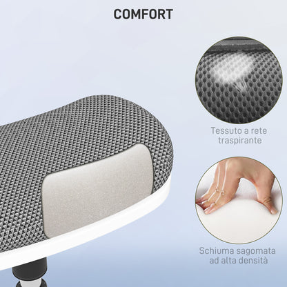 Adjustable Height Ergonomic Stool with 5° Tilt, Modern Stool in Polyester, Foam and PP, 41.5x41.5x51.5-71.5 cm, Gray