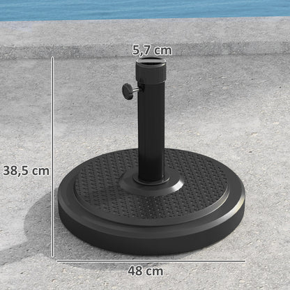 Parasol Stand, Outdoor Umbrella Base, for Ø 38 and 48 mm pole, net weight 22 Kg, metal parasol base for garden patio terrace, black