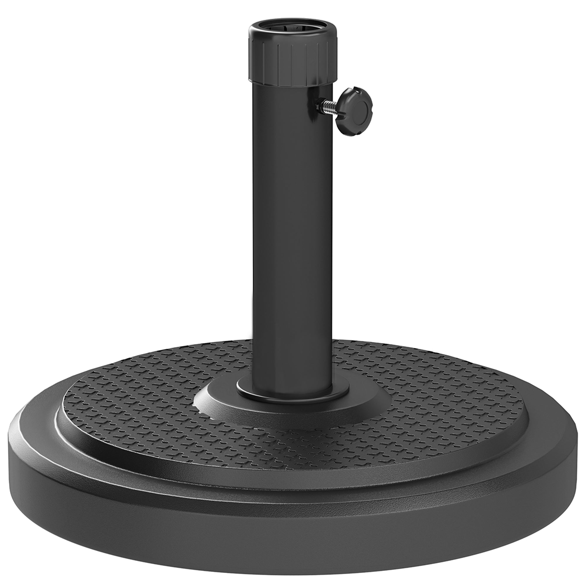 Parasol Stand, Outdoor Umbrella Base, for Ø 38 and 48 mm pole, net weight 22 Kg, metal parasol base for garden patio terrace, black