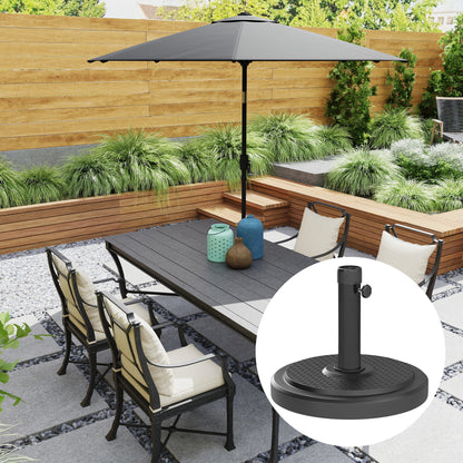 Parasol Stand, Outdoor Umbrella Base, for Ø 38 and 48 mm pole, net weight 22 Kg, metal parasol base for garden patio terrace, black
