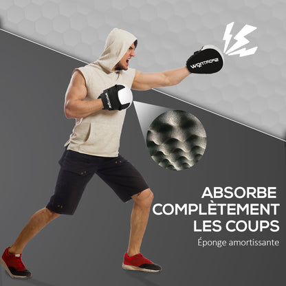 SPORTNOW Boxing Focus Mitts, Boxing Gloves, for Boxing Training, with Finger Cover, Strike Shields for Muay Thai, Kickboxing, Martial Arts, MMA, White
