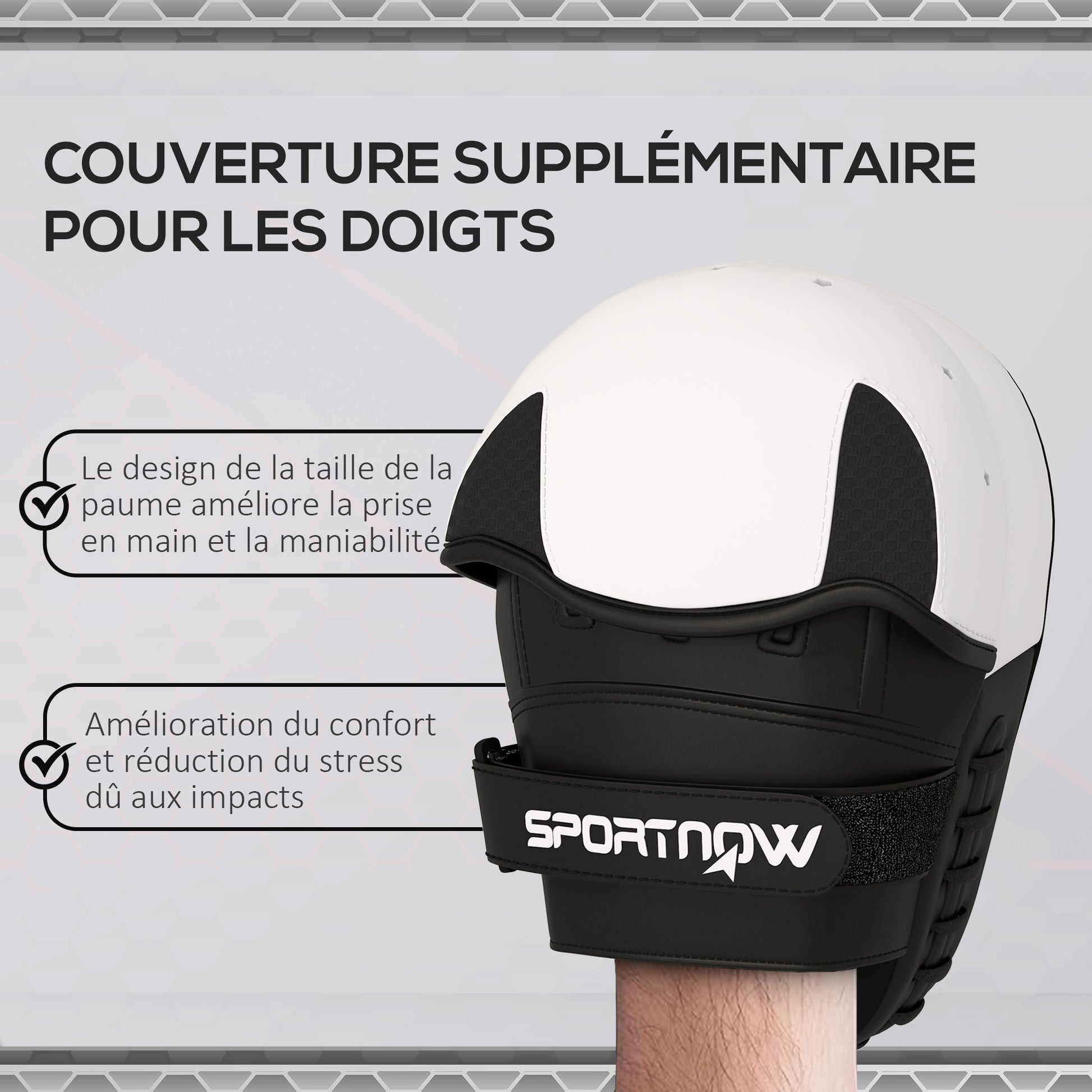 SPORTNOW Boxing Focus Mitts, Boxing Gloves, for Boxing Training, with Finger Cover, Strike Shields for Muay Thai, Kickboxing, Martial Arts, MMA, White