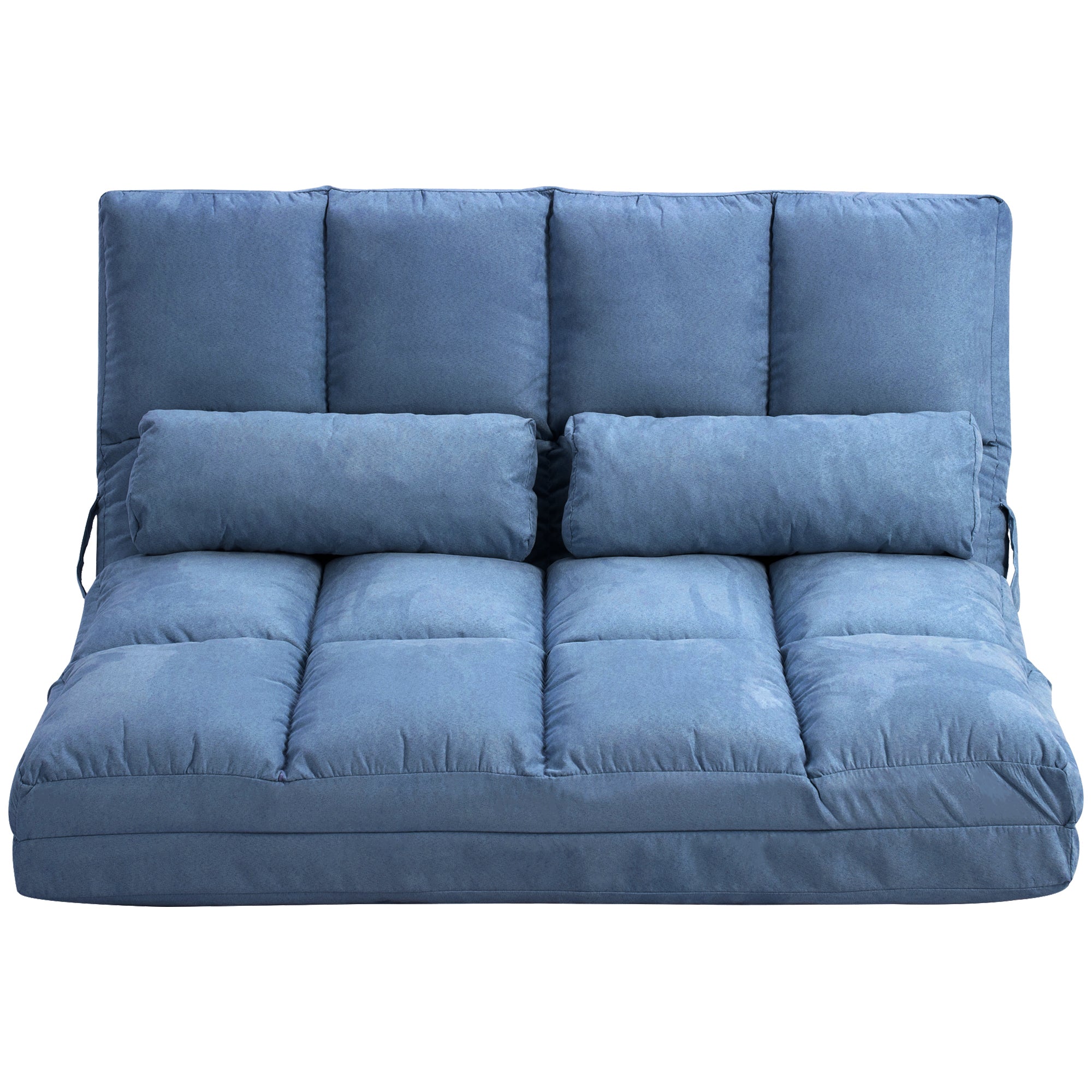 Floor Chair 2-in-1 Floor Seat Bed with Backrest 3 Positions Adjustable Seat Cushion Blue Velvet Metal 102 x 73 x 60 cm