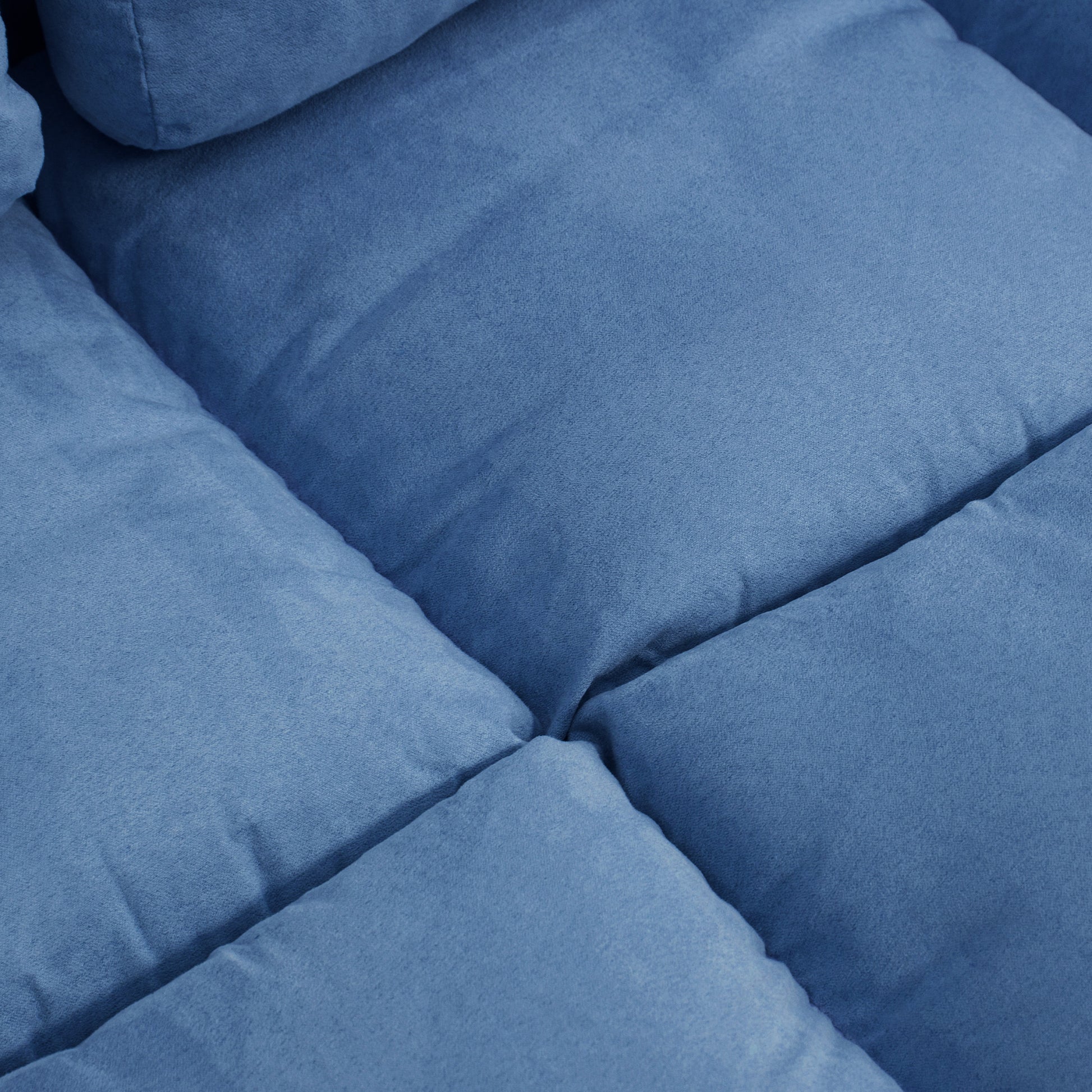 Floor Chair 2-in-1 Floor Seat Bed with Backrest 3 Positions Adjustable Seat Cushion Blue Velvet Metal 102 x 73 x 60 cm