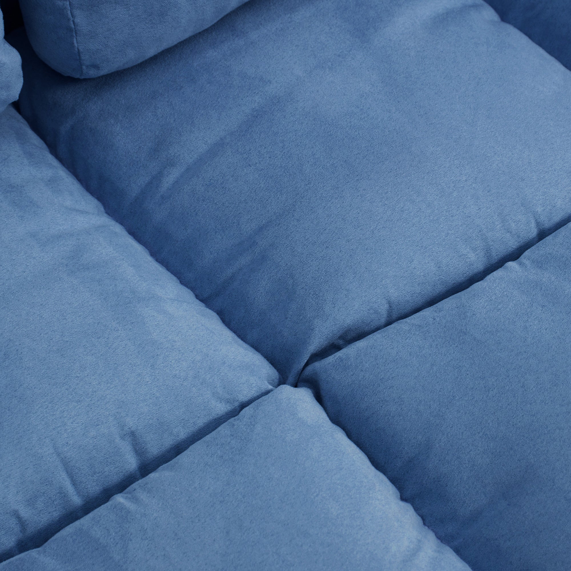 Floor Chair 2-in-1 Floor Seat Bed with Backrest 3 Positions Adjustable Seat Cushion Blue Velvet Metal 102 x 73 x 60 cm