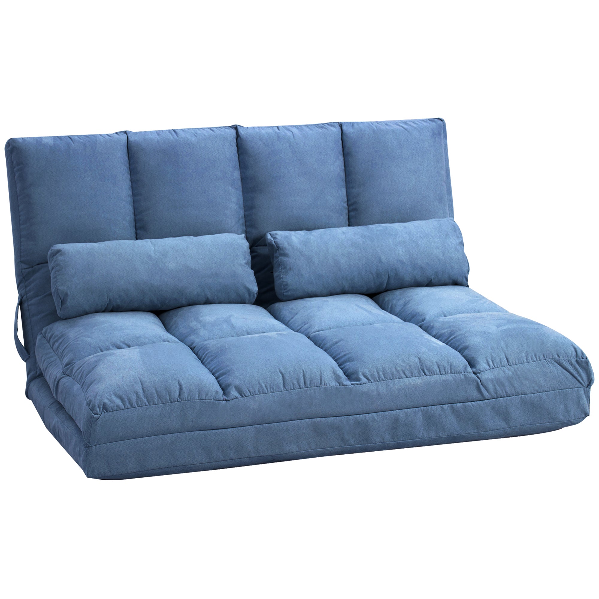 Floor Chair 2-in-1 Floor Seat Bed with Backrest 3 Positions Adjustable Seat Cushion Blue Velvet Metal 102 x 73 x 60 cm