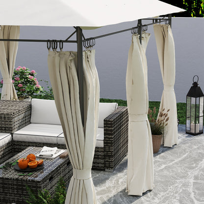 Garden Gazebo 4x3m Garden Pergola Gazebo with Double Roof Sidewalls Water Resistant Canopy for Outdoor Terrace Patio Cream