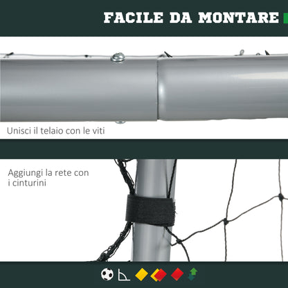 SPORTNOW Soccer Goal 180x120x60 cm with Screws and Pegs, Grey Soccer Net made of PE and Metal