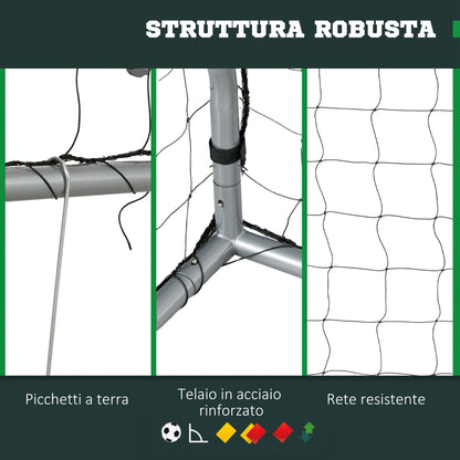 SPORTNOW Soccer Goal 180x120x60 cm with Screws and Pegs, Grey Soccer Net made of PE and Metal