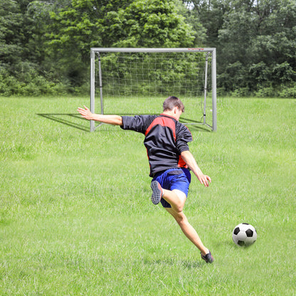SPORTNOW Soccer Goal 180x120x60 cm with Screws and Pegs, Grey Soccer Net made of PE and Metal