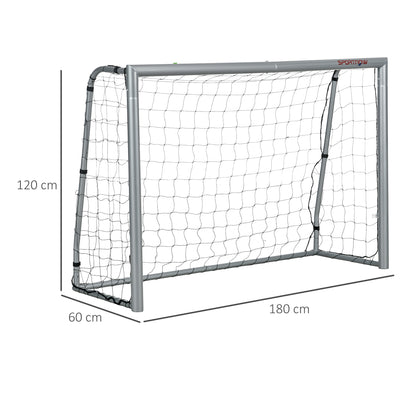 SPORTNOW Soccer Goal 180x120x60 cm with Screws and Pegs, Grey Soccer Net made of PE and Metal
