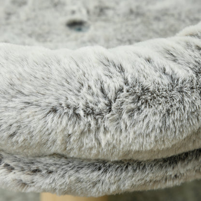 Cat Tree with Scratching Post, Climbing Tree for Cats, 1 Upper Niche with Washable Cushion, 1 Round Niche and 1 Hanging Jute Ball, Cat Play Tower, Height 60 cm, Plush, Gray