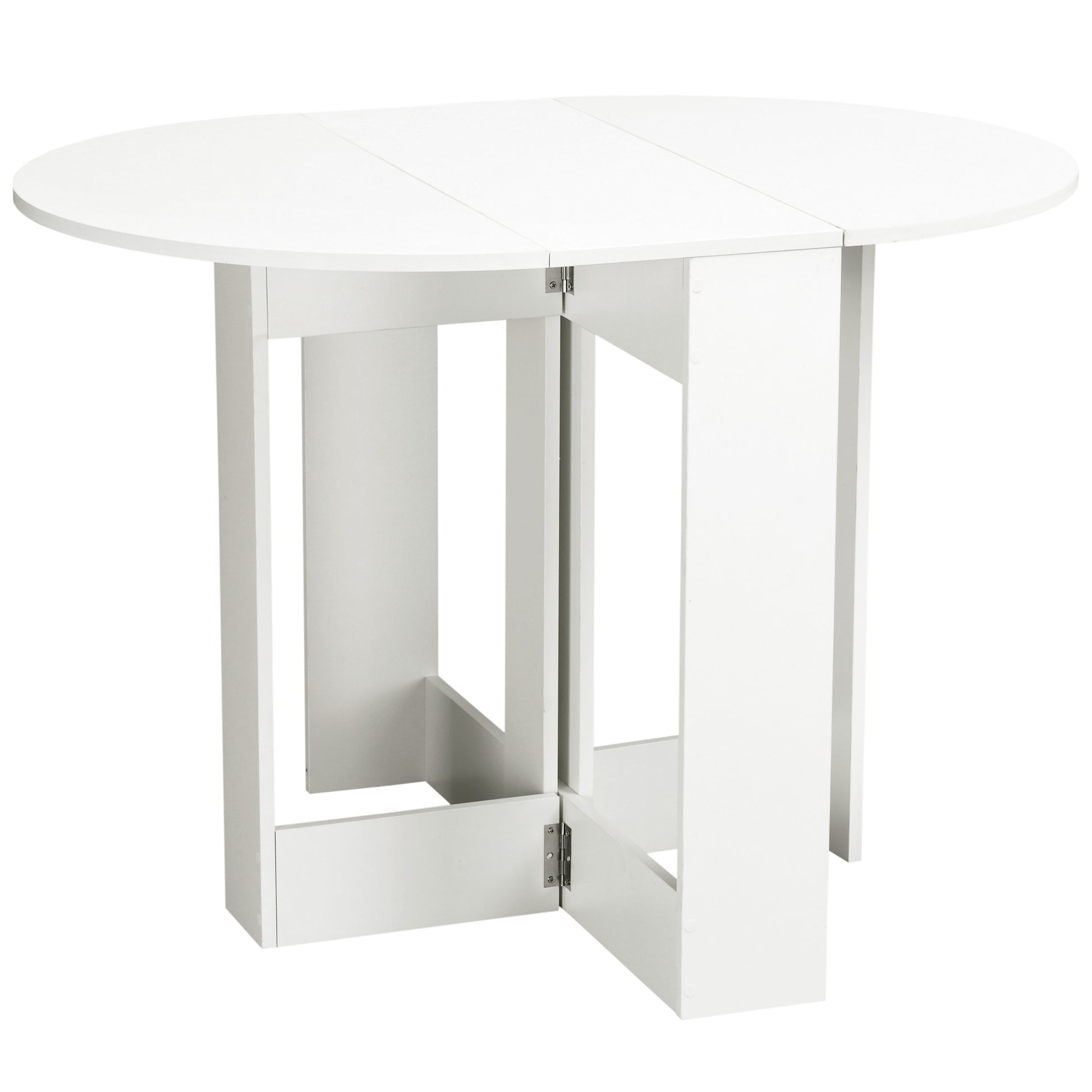 Folding Dining Table Kitchen Foldable Table with 2 Drop Leaves Folding Table for 2-4 Persons 104x76x73.7 cm White