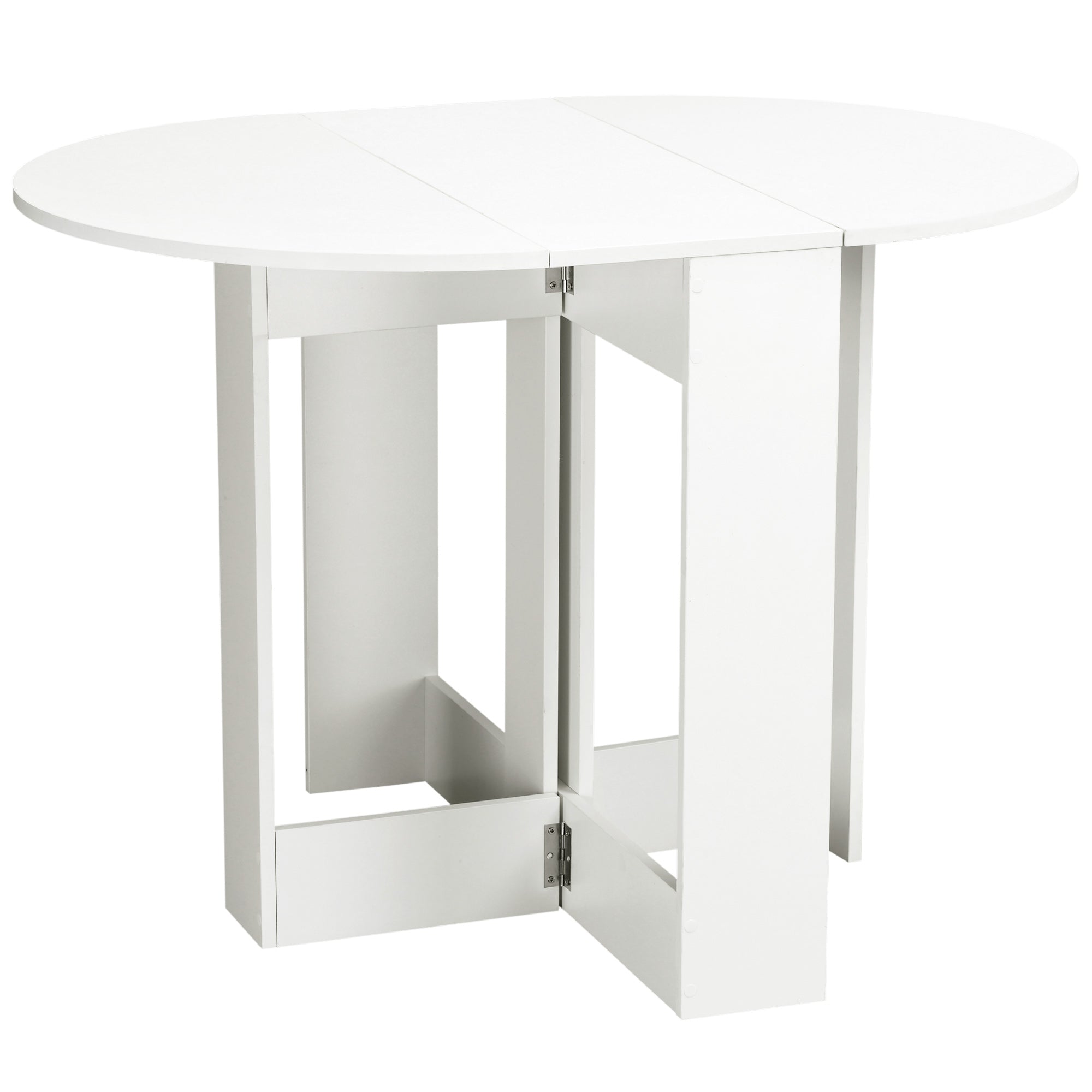 Folding Dining Table Kitchen Foldable Table with 2 Drop Leaves Folding Table for 2-4 Persons 104x76x73.7 cm White