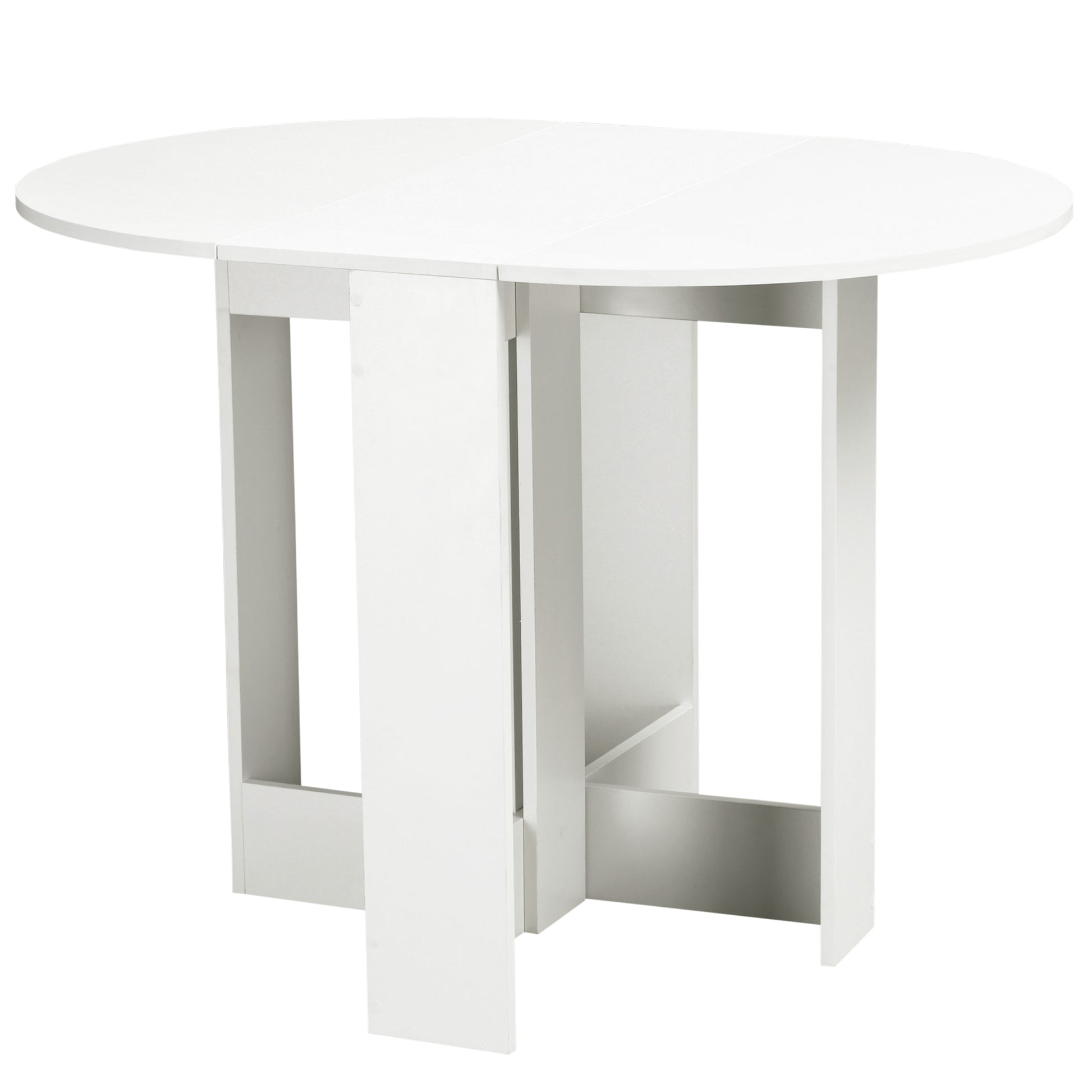 Folding Dining Table Kitchen Foldable Table with 2 Drop Leaves Folding Table for 2-4 Persons 104x76x73.7 cm White