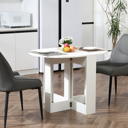 Folding Dining Table Kitchen Foldable Table with 2 Drop Leaves Folding Table for 2-4 Persons 104x76x73.7 cm White