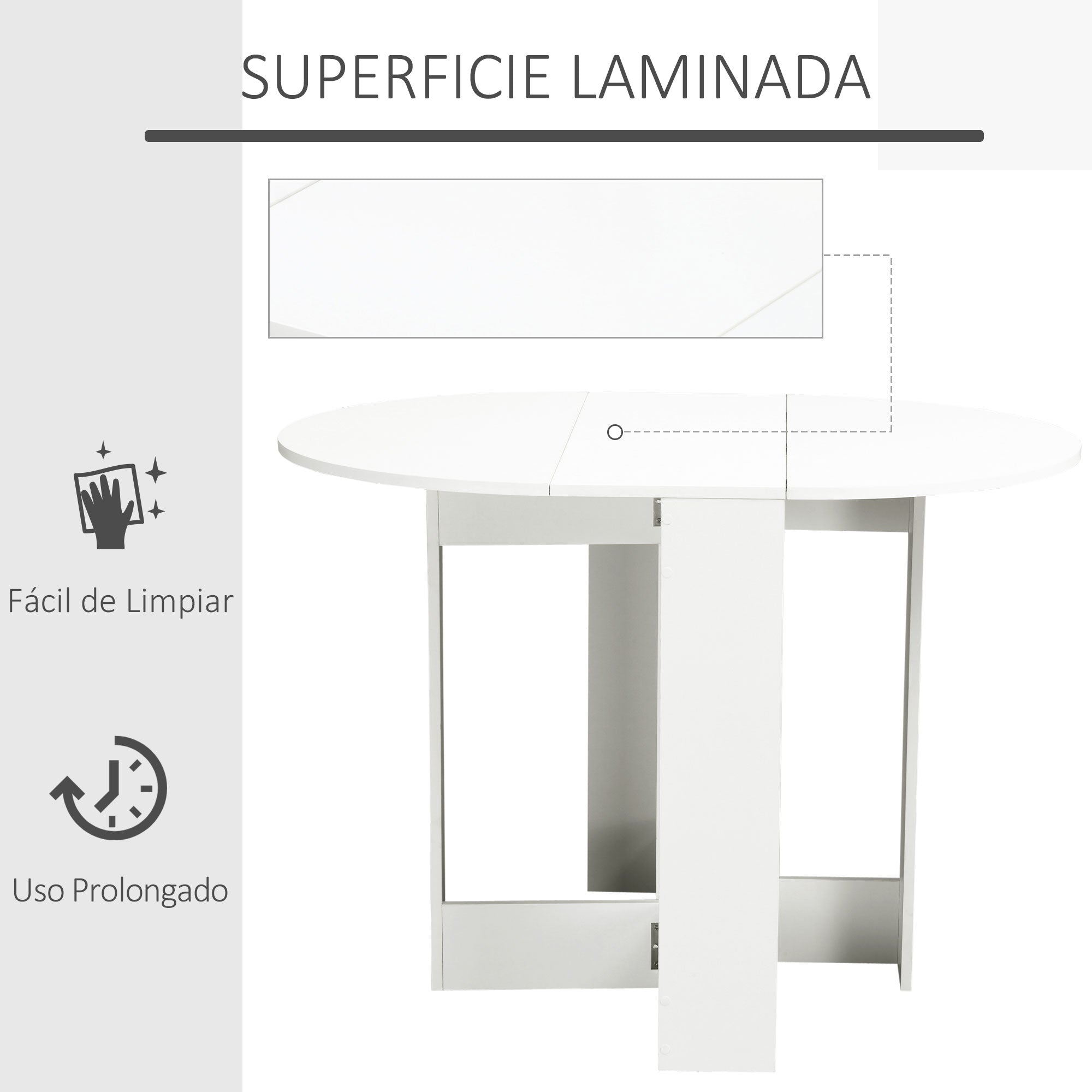 Folding Dining Table Kitchen Foldable Table with 2 Drop Leaves Folding Table for 2-4 Persons 104x76x73.7 cm White