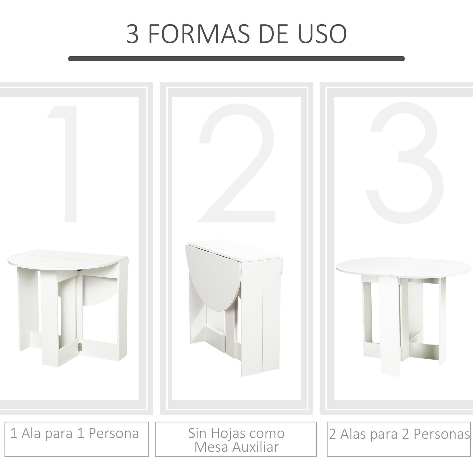 Folding Dining Table Kitchen Foldable Table with 2 Drop Leaves Folding Table for 2-4 Persons 104x76x73.7 cm White