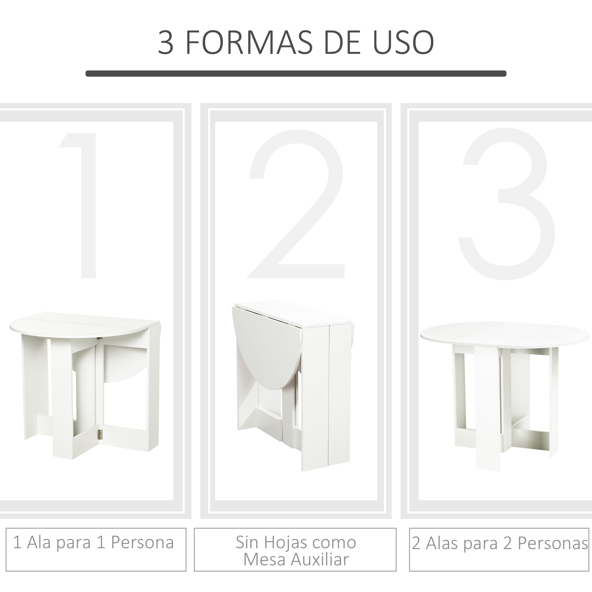 Folding Dining Table Kitchen Foldable Table with 2 Drop Leaves Folding Table for 2-4 Persons 104x76x73.7 cm White