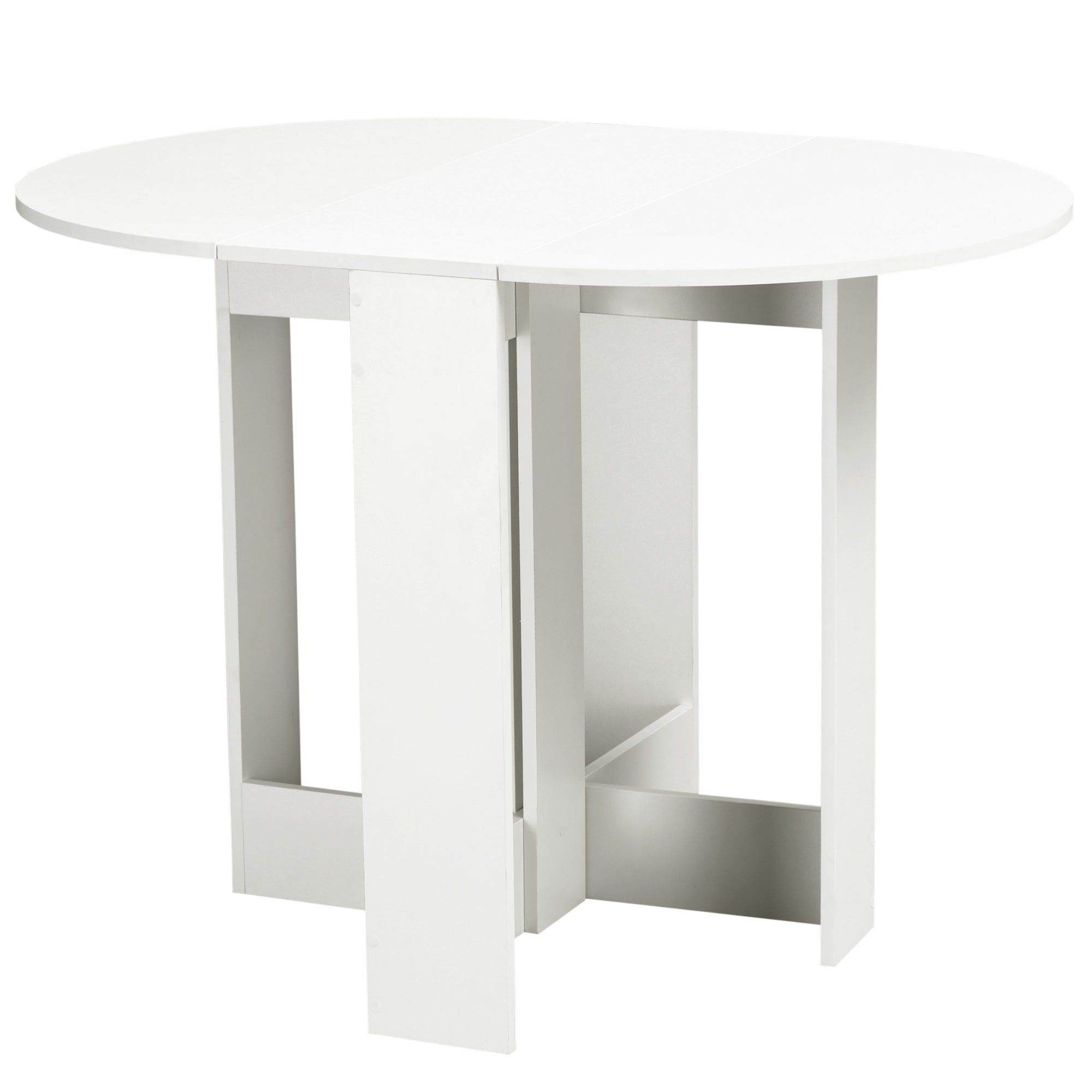 Folding Dining Table Kitchen Foldable Table with 2 Drop Leaves Folding Table for 2-4 Persons 104x76x73.7 cm White